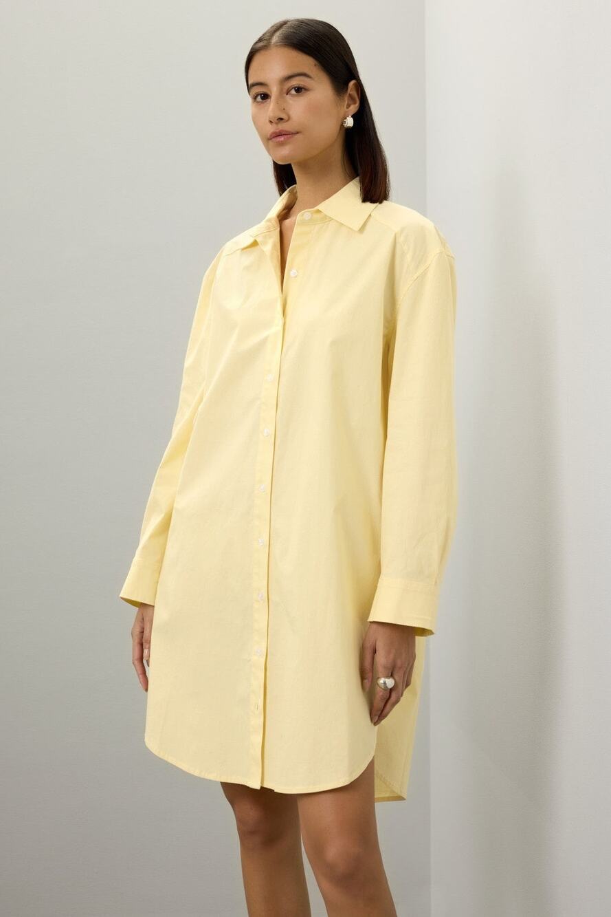 SAUNDERS x RTR Butter Yellow Collared Neck Oversized Button Up Dress Size 10